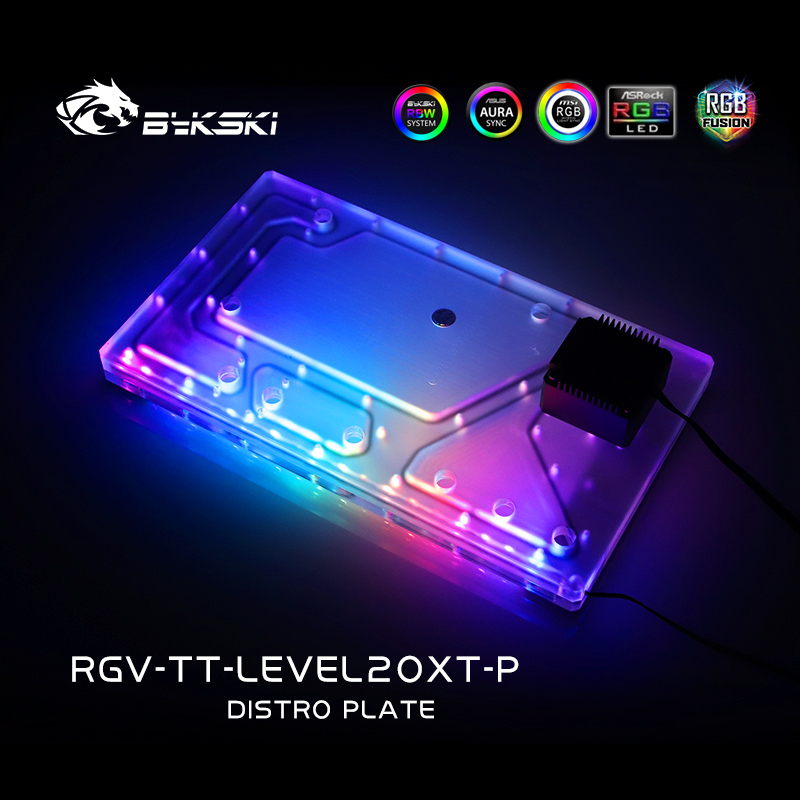 Distro Plate Ddc Pump Combo - Bykski RGV-TT-LEVEL20XT-P plaque de distribution acrylique/réservoir