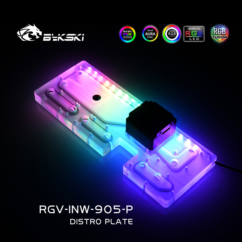 Distro Plate Ddc Pump Combo - Bykski RGV-INW-905-P plaque de distribution acrylique/réservoir