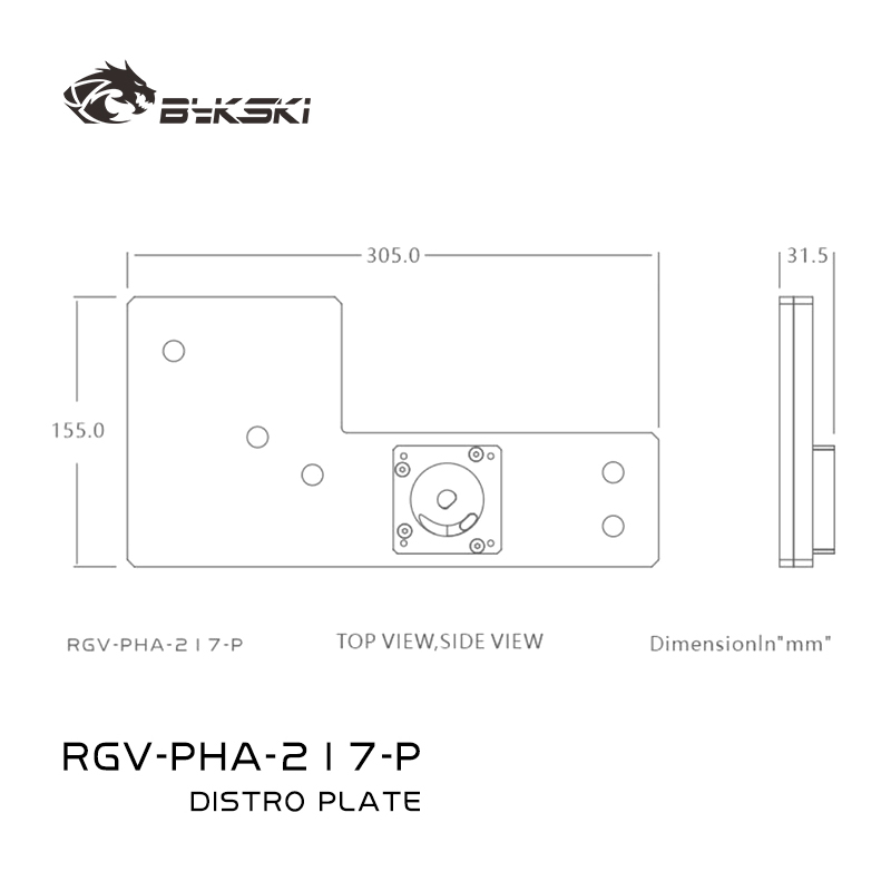 Distro Plate Ddc Pump Combo - Bykski RGV-PHA-217-P plaque de distribution acrylique/réservoir